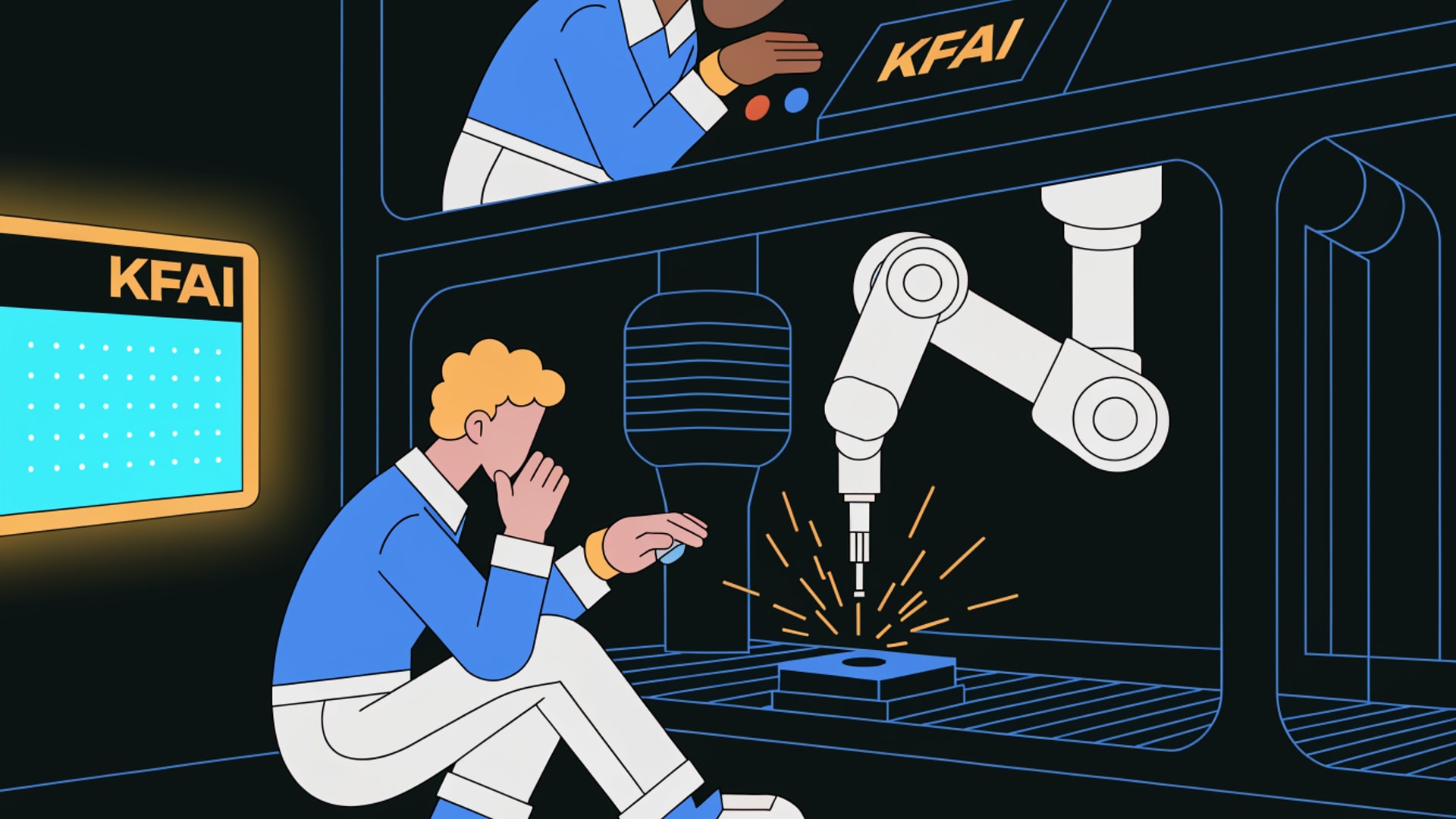 AI-monitored robotic welding cell.